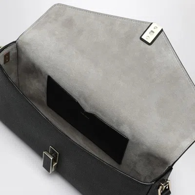 Valextra Iside Flap Leather Shoulder Bag In Black