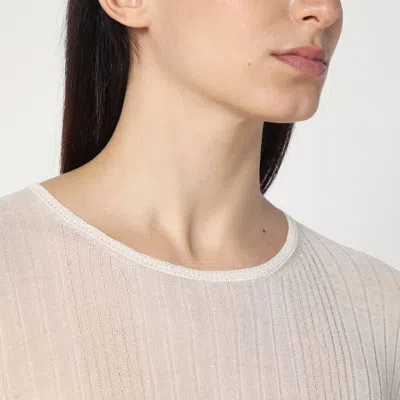 Roberto Collina Semi-transparent Sweater In Natural Colour In Neutral