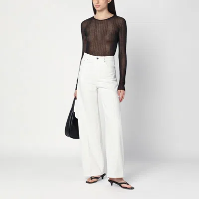 Roberto Collina Long-sleeved Sheer Top In Black