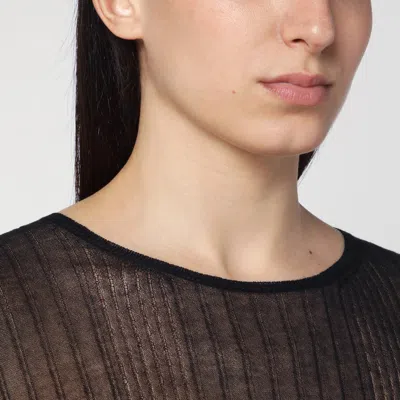Roberto Collina Long-sleeved Sheer Top In Black