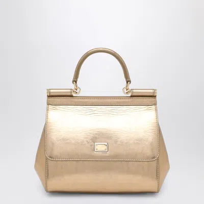 Dolce & Gabbana Gold Sicily Medium Handbag In Metal