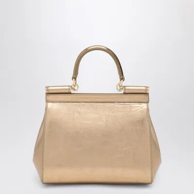 Dolce & Gabbana Gold Sicily Medium Handbag In Metal
