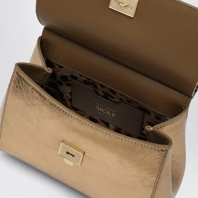 Dolce & Gabbana Gold Sicily Medium Handbag In Metal