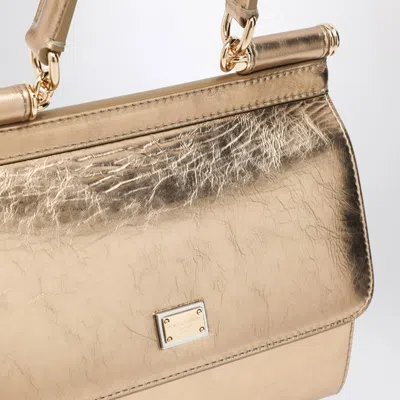 Dolce & Gabbana Gold Sicily Medium Handbag In Metal
