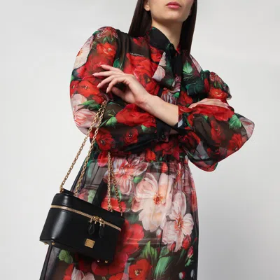 Dolce & Gabbana 'sicily Cube' Black Shoulder Bag With Logo Plaque On The Front And Double Zip In Black