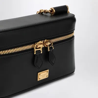 Dolce & Gabbana 'sicily Cube' Black Shoulder Bag With Logo Plaque On The Front And Double Zip In Black