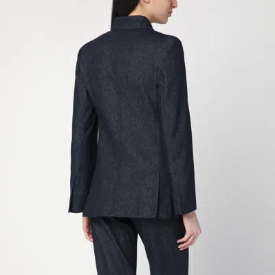 Max Mara Midnight Blue Jacket In Cotton Denim Effect In Blue