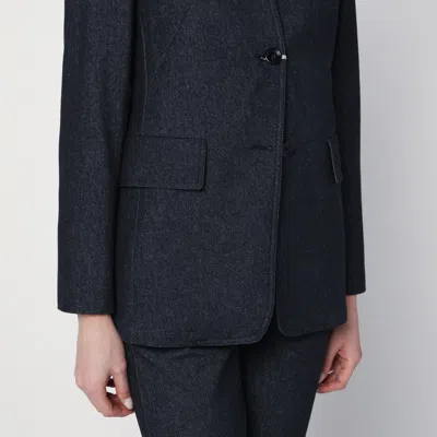 Max Mara Midnight Blue Jacket In Cotton Denim Effect In Blue