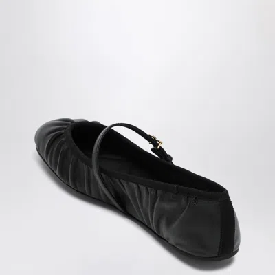 Dolce & Gabbana Black Ballerinas With Metallic Logo And Strap In Leather Woman In Black