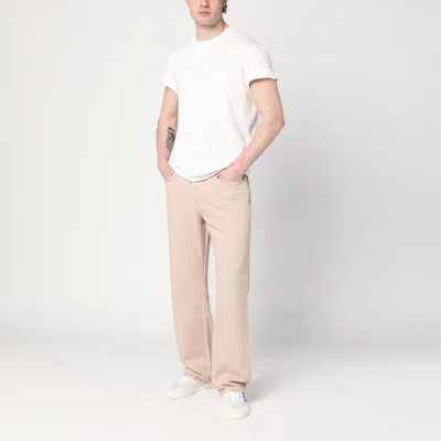 Golden Goose Cotton Pants With Belt Loops And Contrast Stitching In Pink