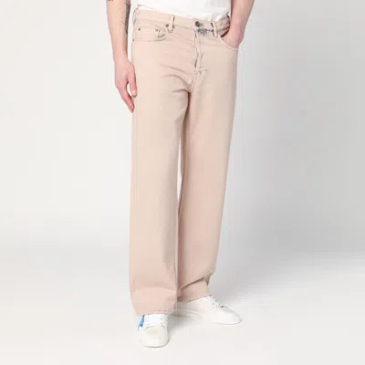 Golden Goose Cotton Pants With Belt Loops And Contrast Stitching In Pink