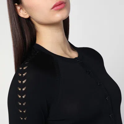 Dolce & Gabbana Black Cardigan With Punched Details In Black