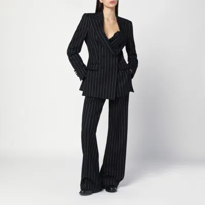 Dolce & Gabbana Pinstripe Virgin Wool Straight Pants In Print