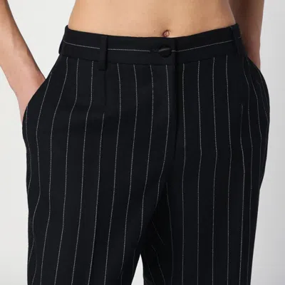 Dolce & Gabbana Pinstripe Virgin Wool Straight Pants In Print