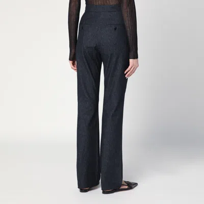 Max Mara Midnight Blue Trousers In Cotton Denim Effect In Blue