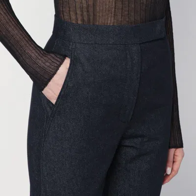 Max Mara Midnight Blue Trousers In Cotton Denim Effect In Blue