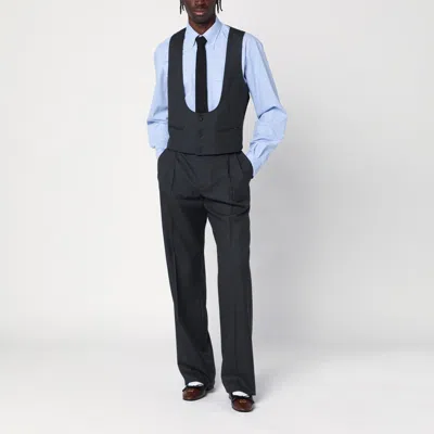 Valentino Charcoal Grey Wool Trousers In Grey