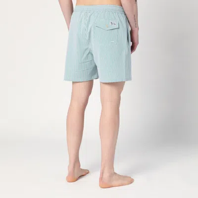 Polo Ralph Lauren Mens Traveller Striped Swim Shorts Raft Green Seersucker Xxl In Green