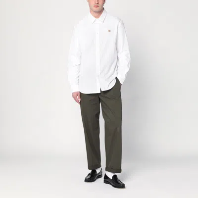 Maison Kitsuné Button Down Classic Shirt With Institutional Fox H Clothing In White