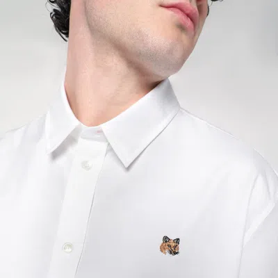 Maison Kitsuné Button Down Classic Shirt With Institutional Fox H Clothing In White