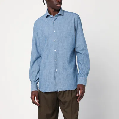 Xacus Light Denim Tailor Fit Shirt In Blue