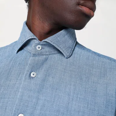 Xacus Light Denim Tailor Fit Shirt In Blue
