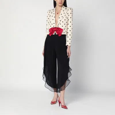 Valentino Bow-embellished Polka-dot Silk-shantung Jacket In Black
