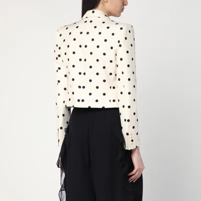 Valentino Bow-embellished Polka-dot Silk-shantung Jacket In Black