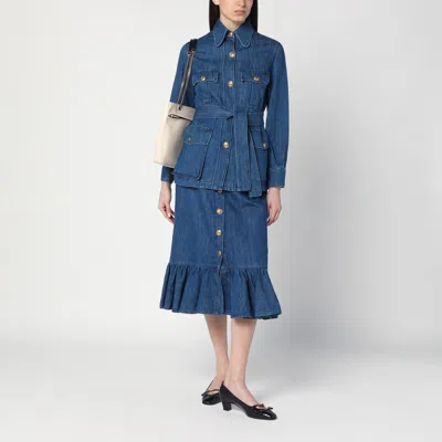 Valentino Denim Safari Jacket In Blue