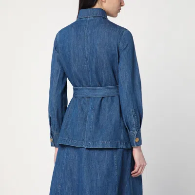 Valentino Denim Safari Jacket In Blue