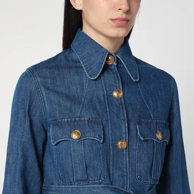 Valentino Denim Safari Jacket In Blue