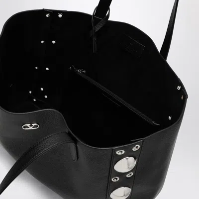 Valentino Nellcôte Medium Shopping Bag In Garnet Calfskin In Black