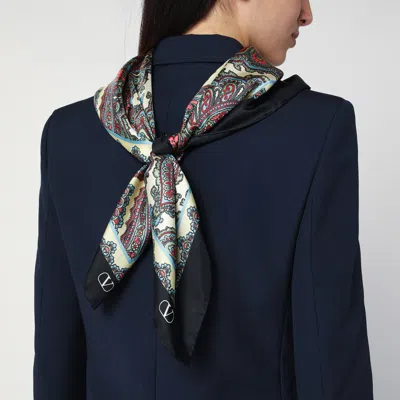 Valentino Garavani Silk Scarf With Paisley Print Women In Beige