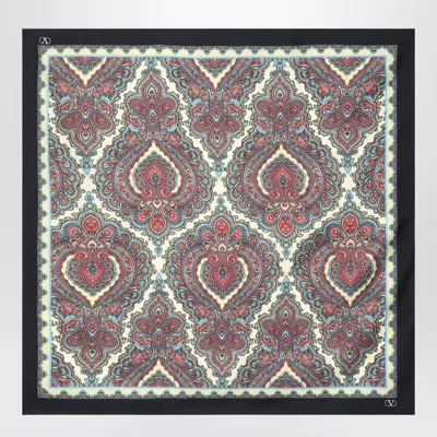 Valentino Garavani Silk Scarf With Paisley Print Women In Beige