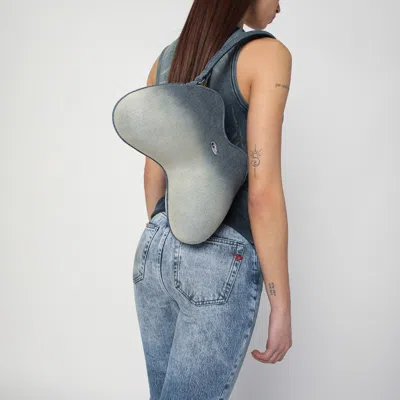 Shop Diesel Double-d Shoulder Bag In Denim In Blue