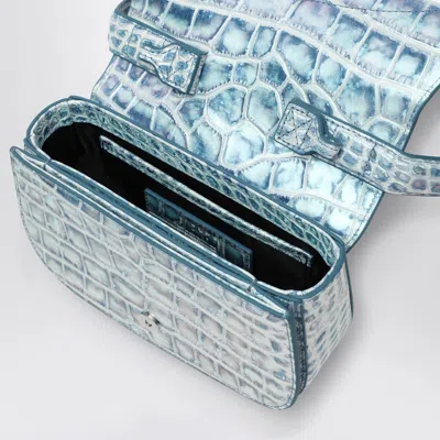 Diesel Croco-embossed Leather 1dr Shoulder Bag In Light Blue