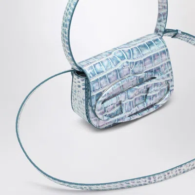 Diesel Croco-embossed Leather 1dr Shoulder Bag In Light Blue