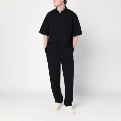 Fear Of God Black Cotton And Wool Trousers In Black