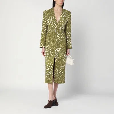 Dries Van Noten V-neck Belted Midi Dress In Brown