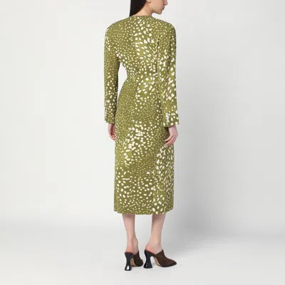 Dries Van Noten V-neck Belted Midi Dress In Brown