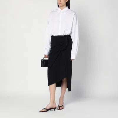 Dries Van Noten Ruffle-trim Cotton Midi Skirt In Black
