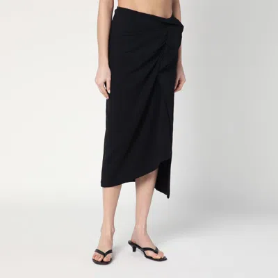 Dries Van Noten Ruffle-trim Cotton Midi Skirt In Black