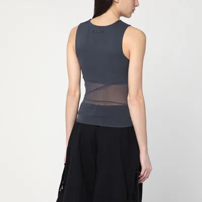 Attico Gray Silk Tank Top In Grey