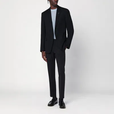 Lardini Black Single-breasted Jacket In Wool Blend In Black