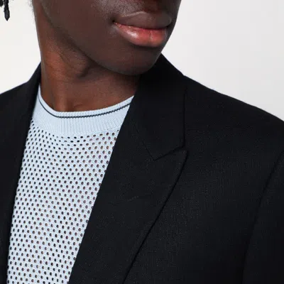 Lardini Black Single-breasted Jacket In Wool Blend In Black