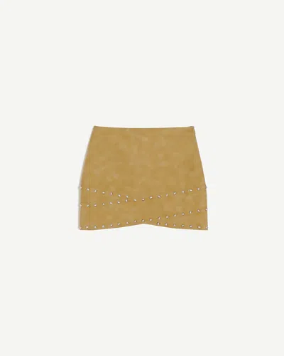 Apparis Bullet Crossover Studded Faux Suede Miniskirt In Sepia