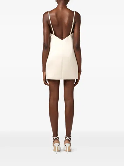 Elisabetta Franchi Flower-appliqué Satin Dress In 中性色