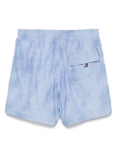 Canali Drawstring Swim Shorts In 蓝色