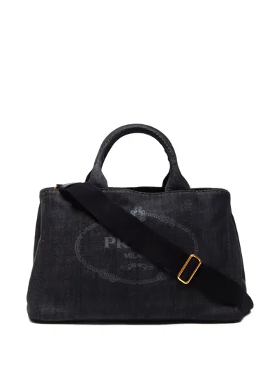 Pre-owned Prada 2000-2020 Canapa Two-way Bag In 灰色