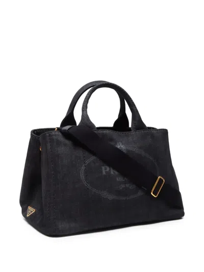 Pre-owned Prada 2000-2020 Canapa Two-way Bag In 灰色